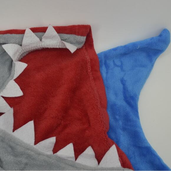 Shark Blanket Kids Mouth Fleece Sleeping Bag Gray Blue OS - Picture 9 of 15